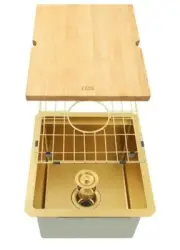 Gold Bar Sink Undermount, 15" X 17" Stainless Steel Bar Prep RV Sink, 16 Gauge W