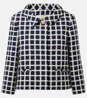 [Valentino] Valentino Checked wool and cotton-blend jacket AU 18 blue