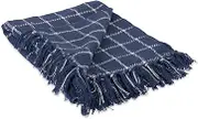 DII Transitional Checked Plaid Woven Throw, 50x60, French Blue
