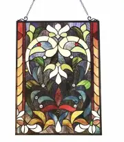 Stained Glass Tiffany Style Victorian Design Hanging Window Panel Suncatcher