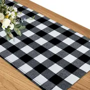 Buffalo Check Table Runner Cotton Black and White Plaid Classic Stylish