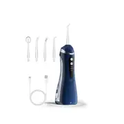 Portable Rechargeable Water Dental Flosser for Teeth Cleaning with 4 Tips-Blue