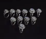Wholesale 11pc 925 Sterling silver Cut White Rainbow Moonstone Ring Lot f597