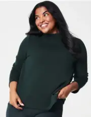 NWT Spanx AirEssentials Mock Pullover Shirt Top ESSEX GREEN Sz XL