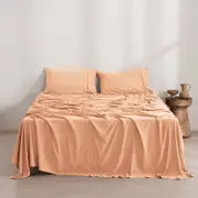 Dreamaker Superfine Washed Microfibre Sheet Set Peach Single Bed