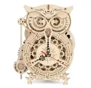 3D Wooden Puzzle for Adult Owl Clock Desk Clock Home Decor Unique Gift for Kid