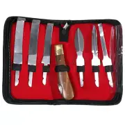 18RI Hilason Farrier Hoof Knife Kit Set Zip Up Wallet Stainless Steel Blade