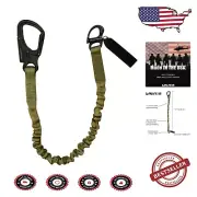 6ft Tactical Military Helo Lanyard - 5000 lb Bungee with Snap Hook, Coyote Brown