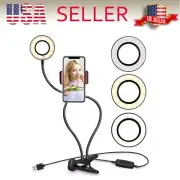 LED Selfie Ring Light with Cell Phone Holder Stand for Live Stream and Makeup US
