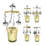 Spinning Candle Holder Snowflake Deer Candle Romantic Carousel Tea Light Candle