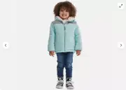 Gerry Girls' Outdoor Reversible Faux Fur Full Zip Jacket(AQUA/GRAY 4T)NWT