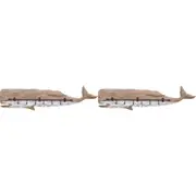 2x LVD Reclaimed Wood Rustic Whale Hook/Hanger Home Display Decor 50.5x11cm