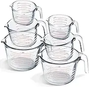 Eatex Glass Measuring Cups Set of 6 - Liquid Measuring Cups, Glass Measuring Cup Set - 1,2,4 Cup Measuring Cup - Dishwasher Oven, Microwave Safe Measure Cups