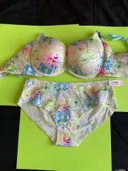 Victoria’s Secret bra and Sm panties set 34c Tropical Incredible Vintage NWT
