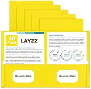 Folders with Pockets, LAYZZ 60 Pack Paper Pocket Folders, 2 Pocket Folders Fits Letter Size Paper, for School Office and Home (Yellow)
