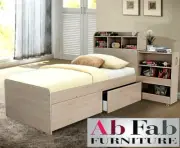 KING SINGLE BED FRAME - AUSTRAL STORAGE SOLUTION BOOKCASE & SHELF IN SANOMA OAK