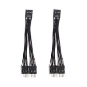2Pcs Computer Motherboard USB Extension Cable 9 Pin 1 Female to 2 Male Y Splitter Audio HD Extensio black