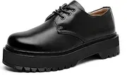 [MEMON] Womens Black Oxford Shoes,Vintage Oxford Platform Shoes for Women,Low Heel Lace up Chunky Platform Oxfords,Comfort Dress Shoes