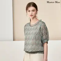 在飛比找momo購物網優惠-【Master Max】花苞領滿版普普五分袖雪紡上衣(831