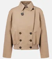 [Brunello Cucinelli] Brunello Cucinelli Cropped cotton-blend gabardine jacket AU 16 beige