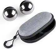 Massage Balls with Case, 304 Stainless Steel Baoding Balls, Diameter 40mm, Chinese Hand Exercise Sphere, Pack of 2