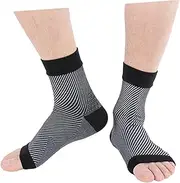 OHPHCALL Ankle Support Socks Plantar Compression Socks Elastic Breathable for Sports Pairs l Xl