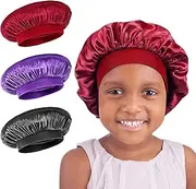 Kids Satin Bonnet - 3 Packs Baby Bonnet for Curly Hair Silk Sleep Cap with Adjustable Elasticated Soft Band for Child Toddler Baby