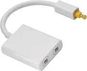 XUMIUZIY Audio Splitter Adapter, Dual Port Digital Optical Audio Splitter Adapter Cable 1 in 2 Out Easy Hook Up of Multiple Components (White)