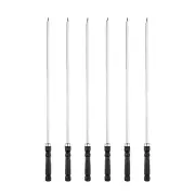 6pcs Kebob Skewers 40cmx5.92mmx1.66mm Flat Sticks with Plastic Grip Handle