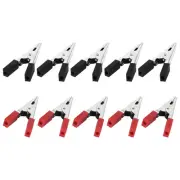 Alligator Clips Electrical Test Clamps Metal Black Red 55mm 66Pcs