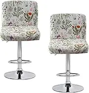 Bar Stools Cover Set of 2 Printed Armless Swivel Barstools Slipcovers with Backs Stretch Square Counter Height Bar Stools Covers Mid Low Back Chair Cover for Kitchen Dining Room Bar #7