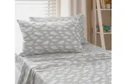 Jelly Bean Kids Clouds Double Bed Sheet Set Bedding Cover w 2x Pillowcase Grey