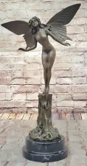 Mythical Butterfly Girl Bronze Sculpture by Oswald Fantasy Fairy Art Decorative