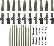 kokiya 40 Pieces Carp Fishing Terminal Tackle Kit Compact Easy to Carry for Coarse Fishing Angler Portable with Assortment Box, Dark Green