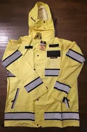 KwikSafety Torrent Safety Rain Jacket Yellow XL Class 3 ANSI OSHA USA New W/Tags