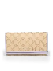 Beige GG Plus Monogram Joy Continental Flap Wallet