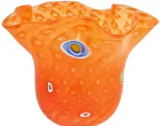 MURANO Art Glass Gambaro & Poggi Handkerchief Murrine Millefiori Orange Vase New