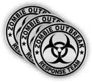 3pcs - Zombie Outbreak Response Team Hard Hat Stickers MX Helmet Decals