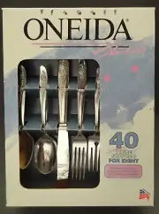 NEW Oneida Roseanne 707 Stainless 40pc Serve-8 Flatware Set VTG 1994 Made in USA