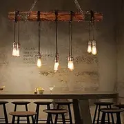 Retro Hanging Lamp Industrial Vintage E27 * 10 Height Adjustable L82cm Living Room Hanging Lamp Iron Solid Wood Bedroom Bar Restaurant Lighting Chandelier Comfortable Anniversary