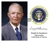 PRESIDENT DWIGHT D. EISENHOWER PRESIDENTIAL SEAL AUTOGRAPHED 8X10 PHOTOGRAPH