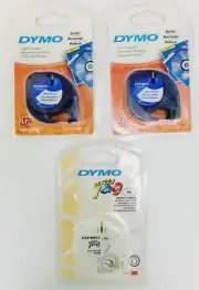 2 Dymo LetraTag 91331 Plastic Labels Refill Tape & 1 Paper Label 1/2" W X 13' L