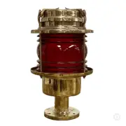 Brass Pier Light, Outdoor Post Lighting with Red Fresnel Glass