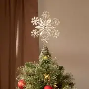 NEW Glitter Snowflake Tree Topper silverSparkling Gem Christmas Tree Decoration