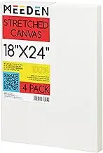 MEEDEN Stretched Canvas, 18 × 24 Inch, Pack of 4, Blank White Canvases for Painting, 100% Cotton, 14 oz Gesso-Primed, Pre-Stretched Canvas for Acrylic Oil Pouring & Airbrushing Painting