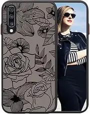 [POUHYE] Mobile Phone Case for Samsung Galaxy A70 Case, Soft Silicone Shockproof Protective Case, Matte Transparent Anti-Scratch PC Back Full Camera Protective Cover 3D Rose Pattern Print Design