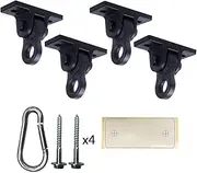 ABUSA Heavy Duty Swing Hangers Screws/Bolts Included Playground Porch Yoga Seat Trapeze Wooden Sets Indoor Outdoor 4Pack Black003-4pack