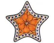 Polish Pottery Stoneware CA 6" unikat Star Plate Coaster Dish (G56-u408b) Chyla