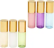 OFFIGAM 6Pcs Portable Glass Essential Oil Roll Bottles Subpackaging Bottles White Blue Pink Purple for Travel DIY Perfume