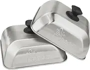 2 Sets BBQ Accessories 10 Inch Medium Square Stainless Steel Basting Cover - Cheese Melting Dome and Steaming Cover, Fits for Blackstone Camp Chef Flat Top Griddle Grill Cooking Indoor or Outdoor